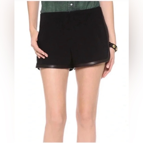 rag & bone Pants - Rag & Bone Black Leather Trim Trouser Shorts